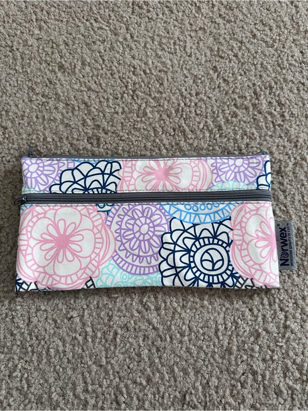 Norwex Floral Zip Pouch in Pink, Purple & Blue